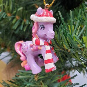 My Little Pony Small 1.5 inch Christmas Ornament Mini Purple Horse Red Trim